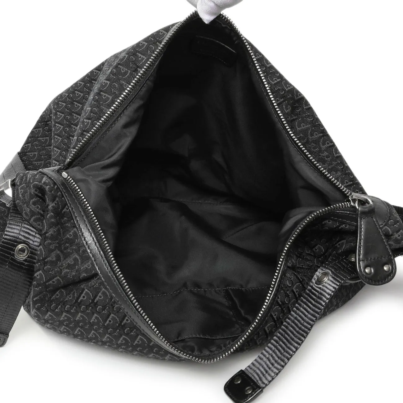 Christian Dior Black Monogram Buckle Hobo