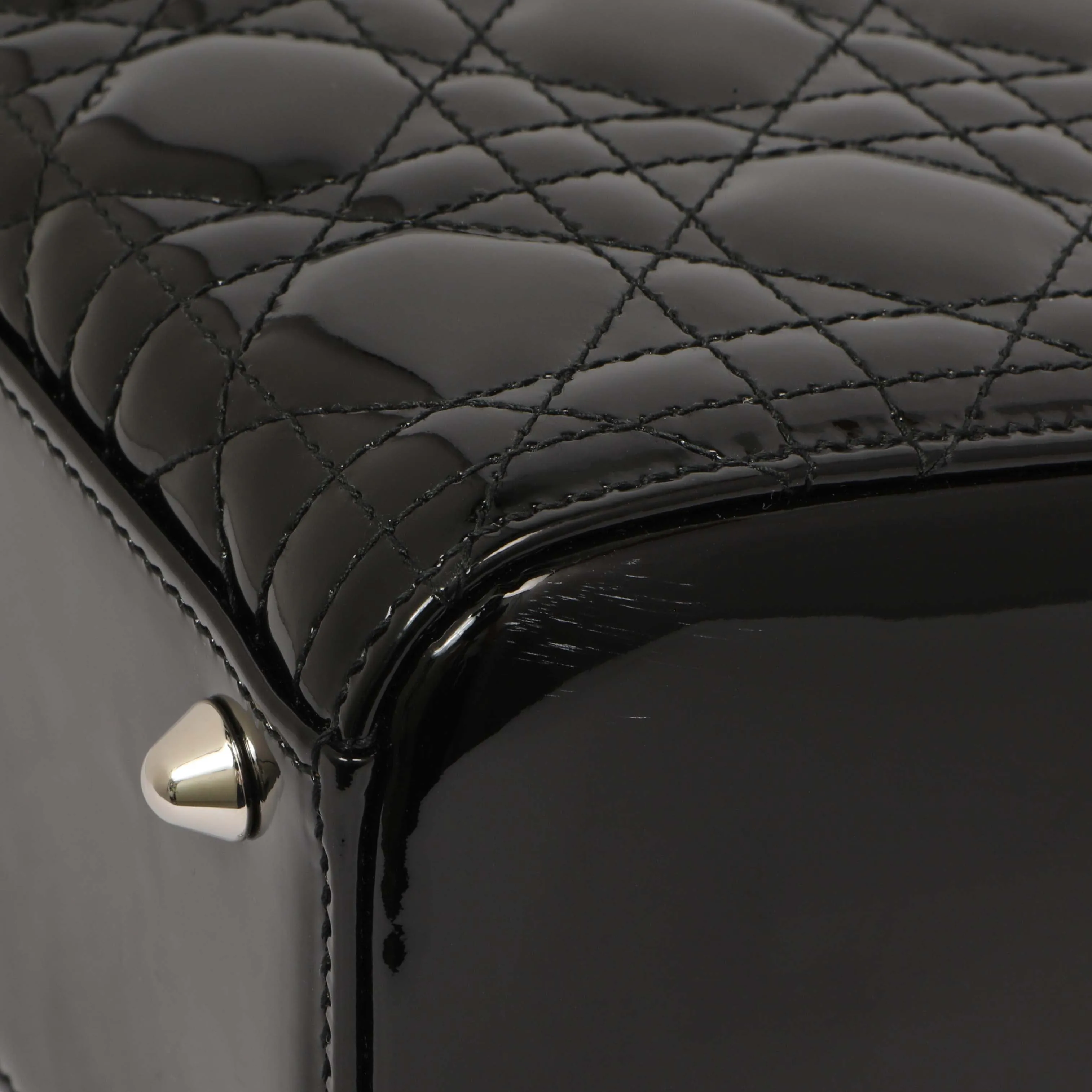 Christian Dior Black Patent Cannage Large Lady Dior