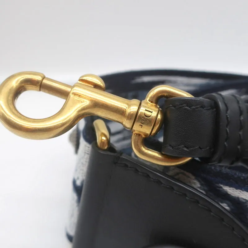 Christian Dior Bohemian Shoulder Strap Navy Embellished Canvas Bag Strap NEW