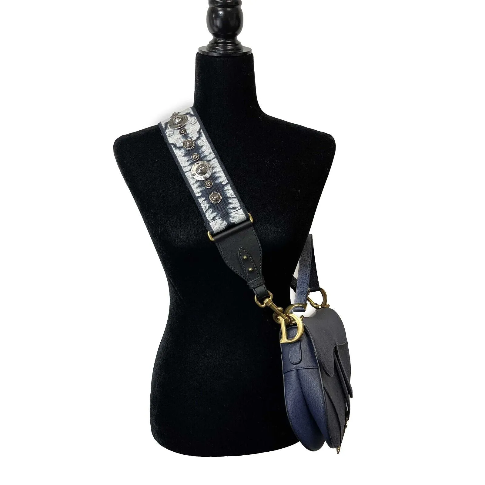 Christian Dior - Excellent - Saddle Bag - Navy Blue - w/ Crossbody Strap