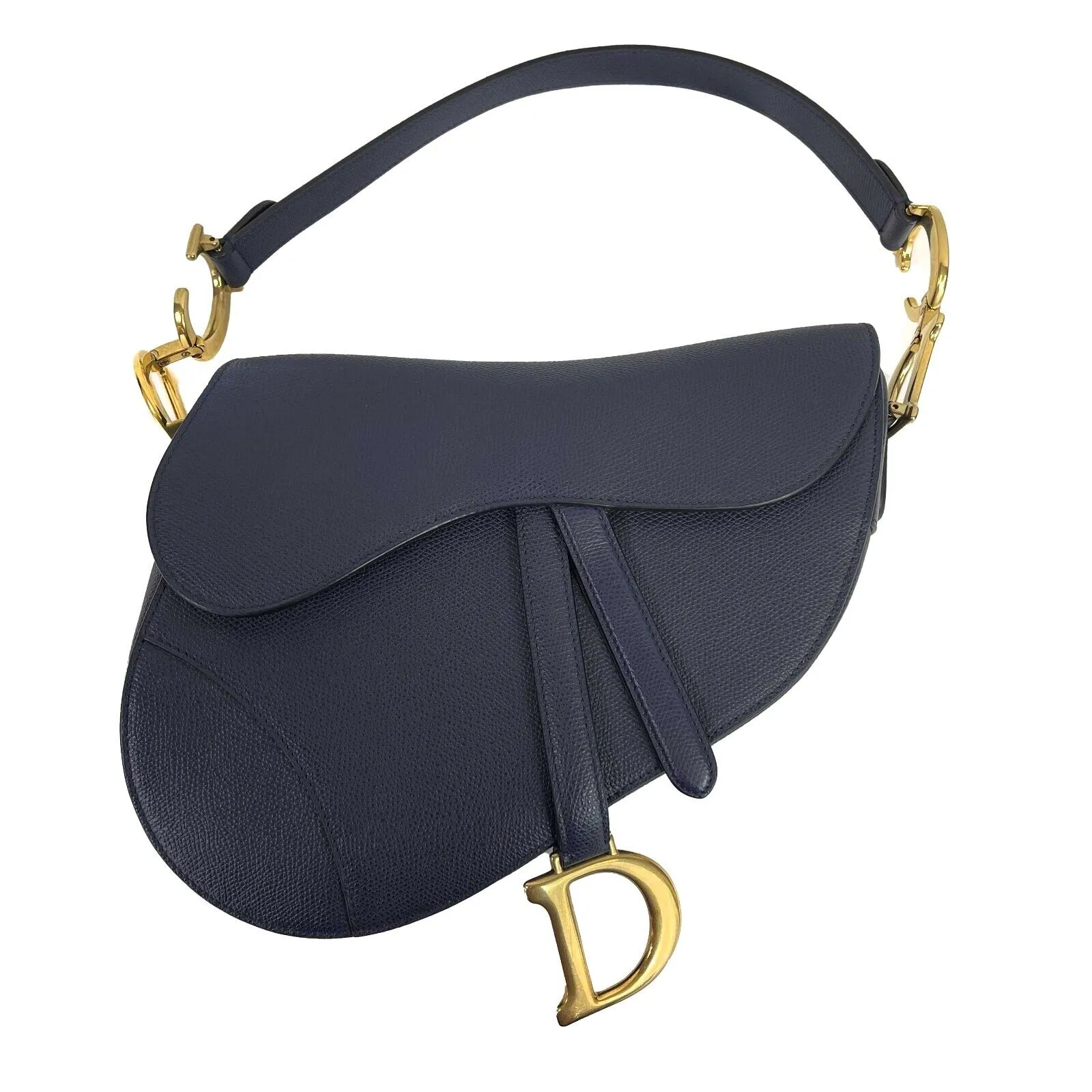 Christian Dior - Excellent - Saddle Bag - Navy Blue - w/ Crossbody Strap