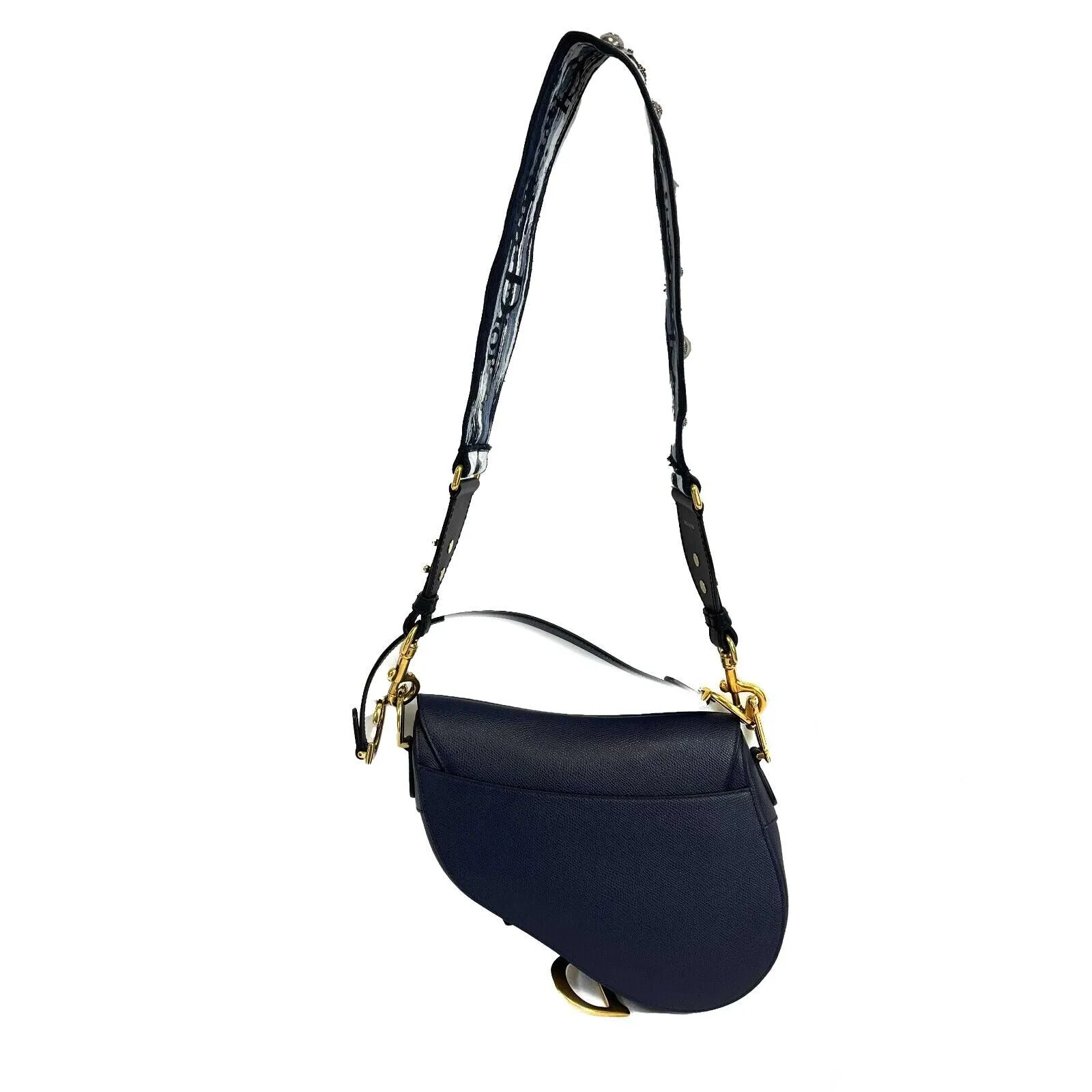Christian Dior - Excellent - Saddle Bag - Navy Blue - w/ Crossbody Strap