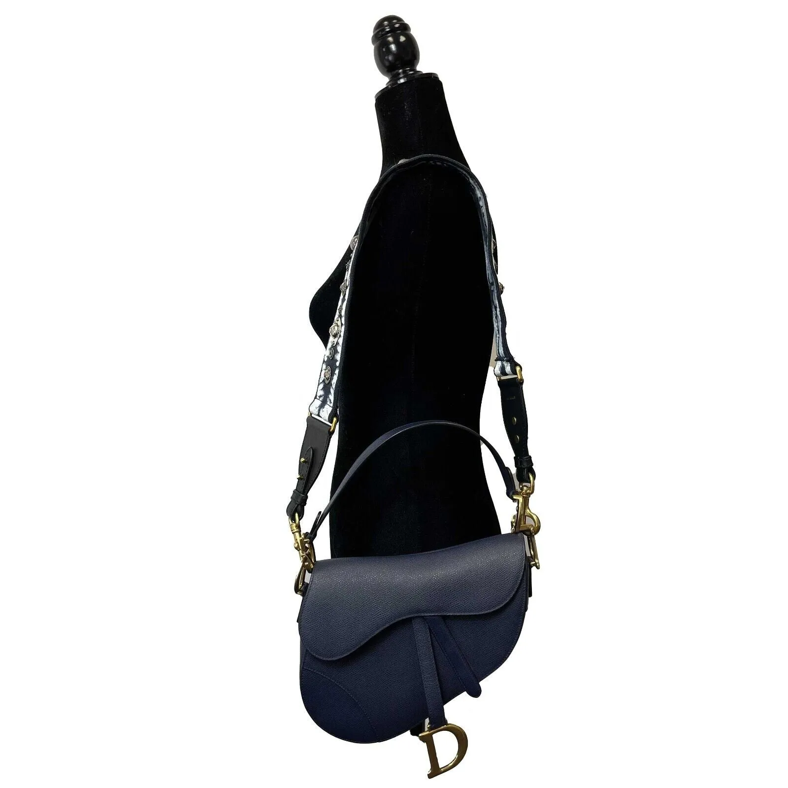 Christian Dior - Excellent - Saddle Bag - Navy Blue - w/ Crossbody Strap