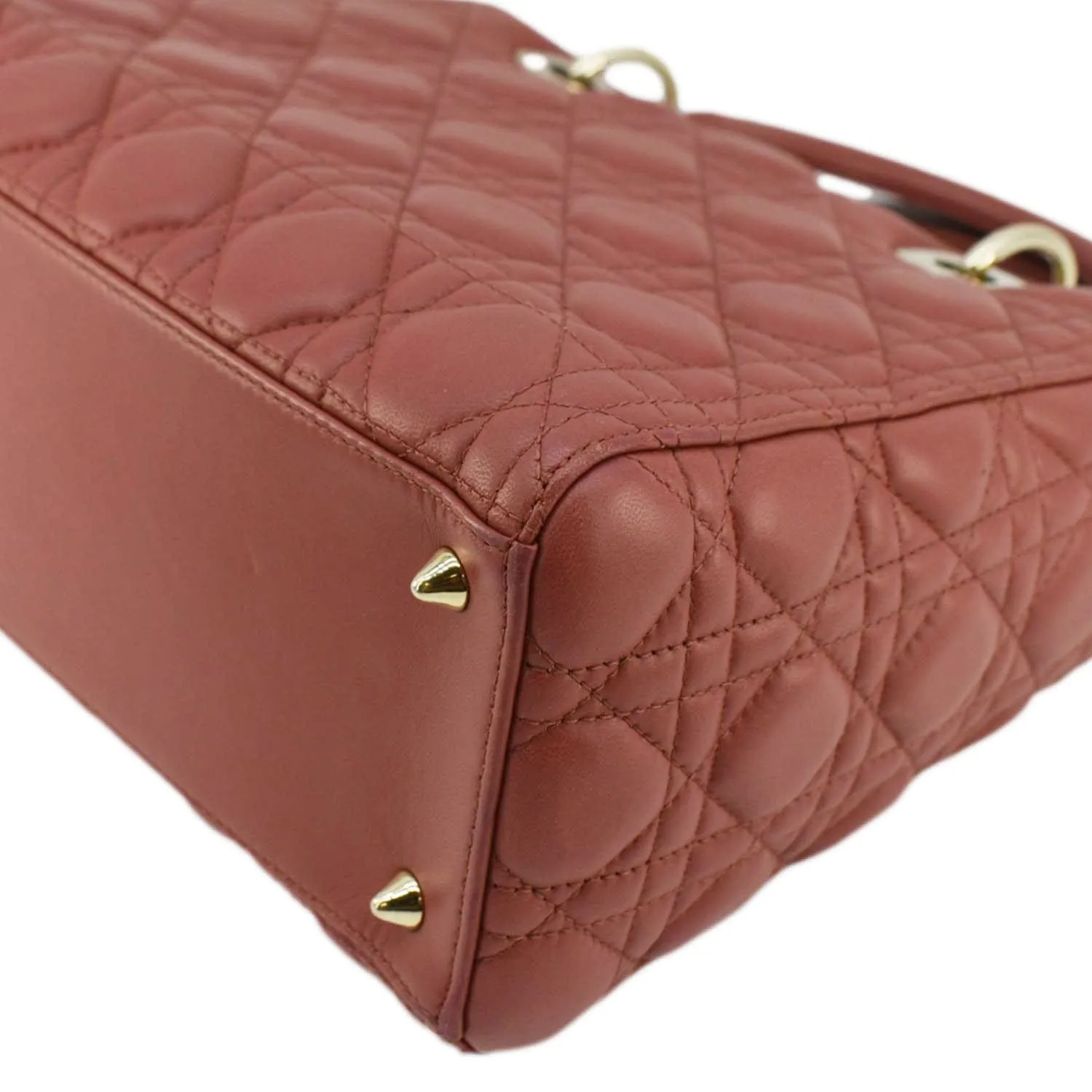 CHRISTIAN DIOR Lady Dior Medium Cannage Leather Shoulder Bag Red
