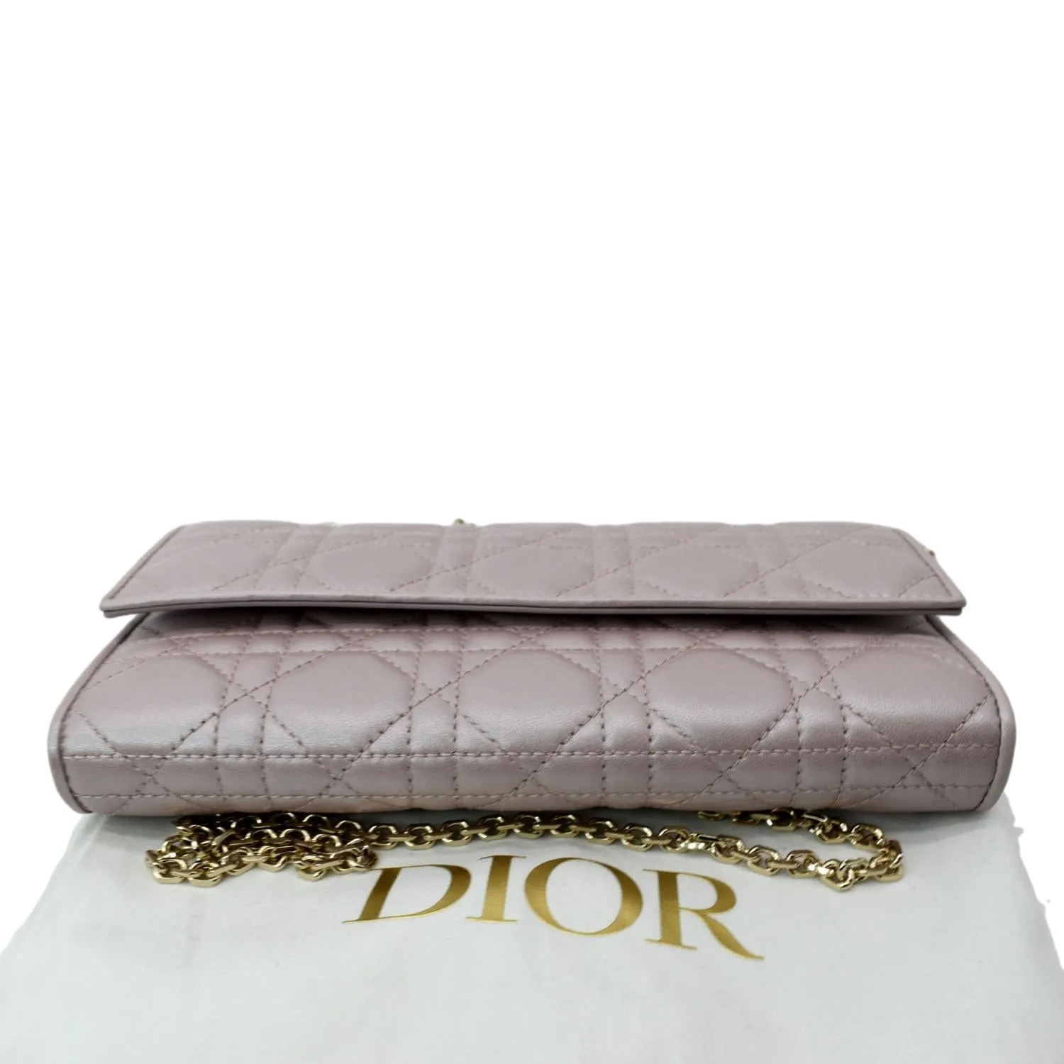 CHRISTIAN DIOR Leather Wallet on Chain Crossbody Bag Light Pink
