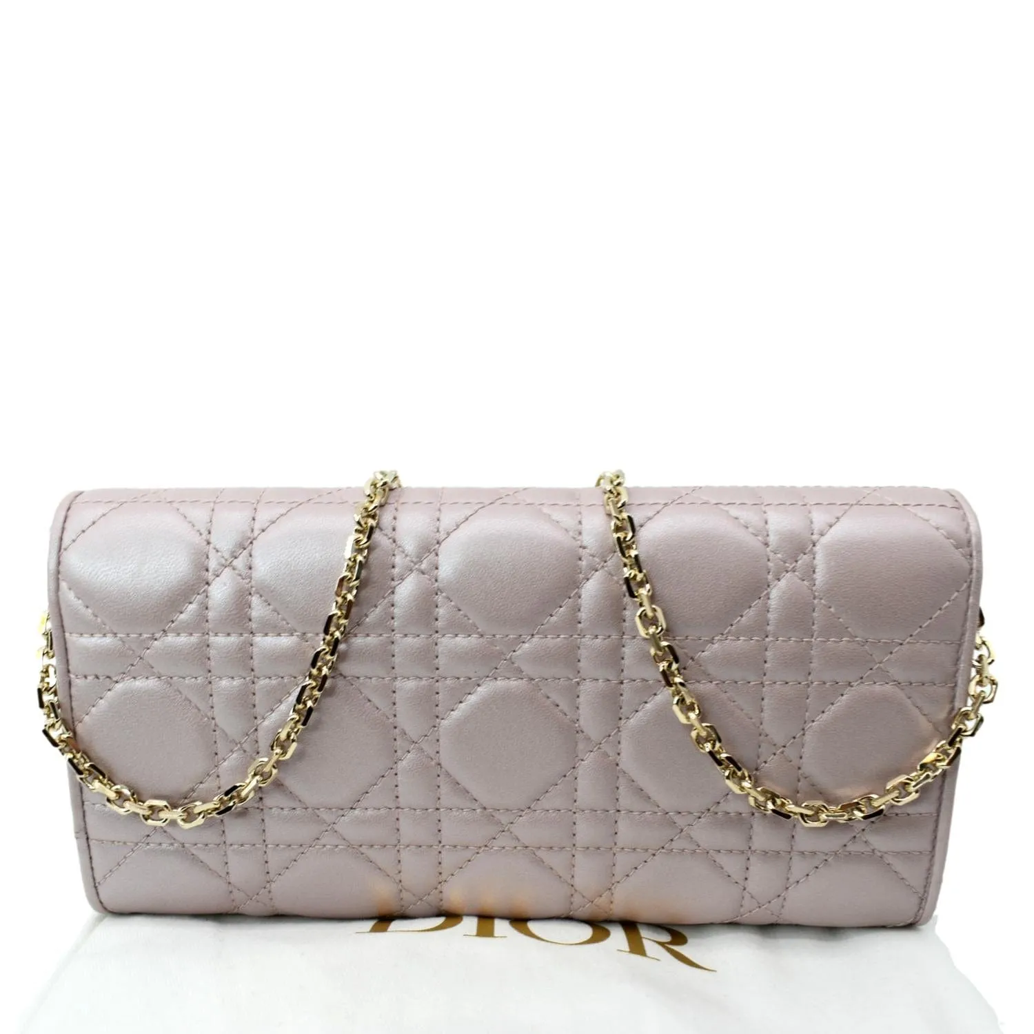 CHRISTIAN DIOR Leather Wallet on Chain Crossbody Bag Light Pink