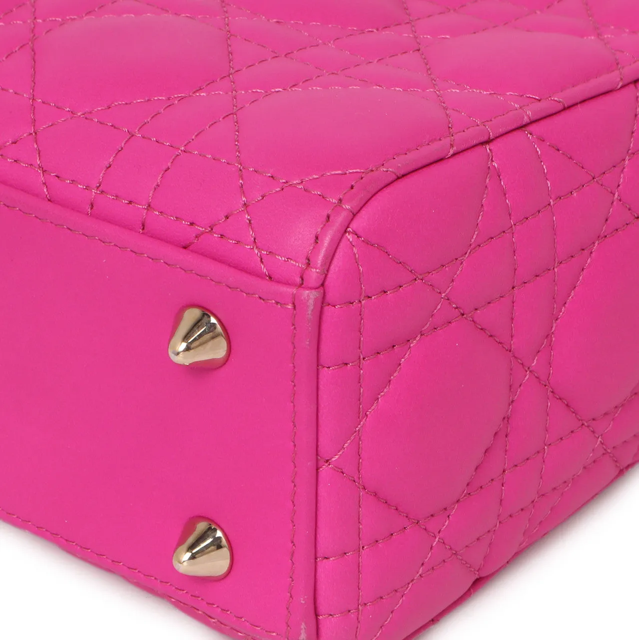 Christian Dior Magenta Lambskin Cannage Small My ABCDior Lady Dior