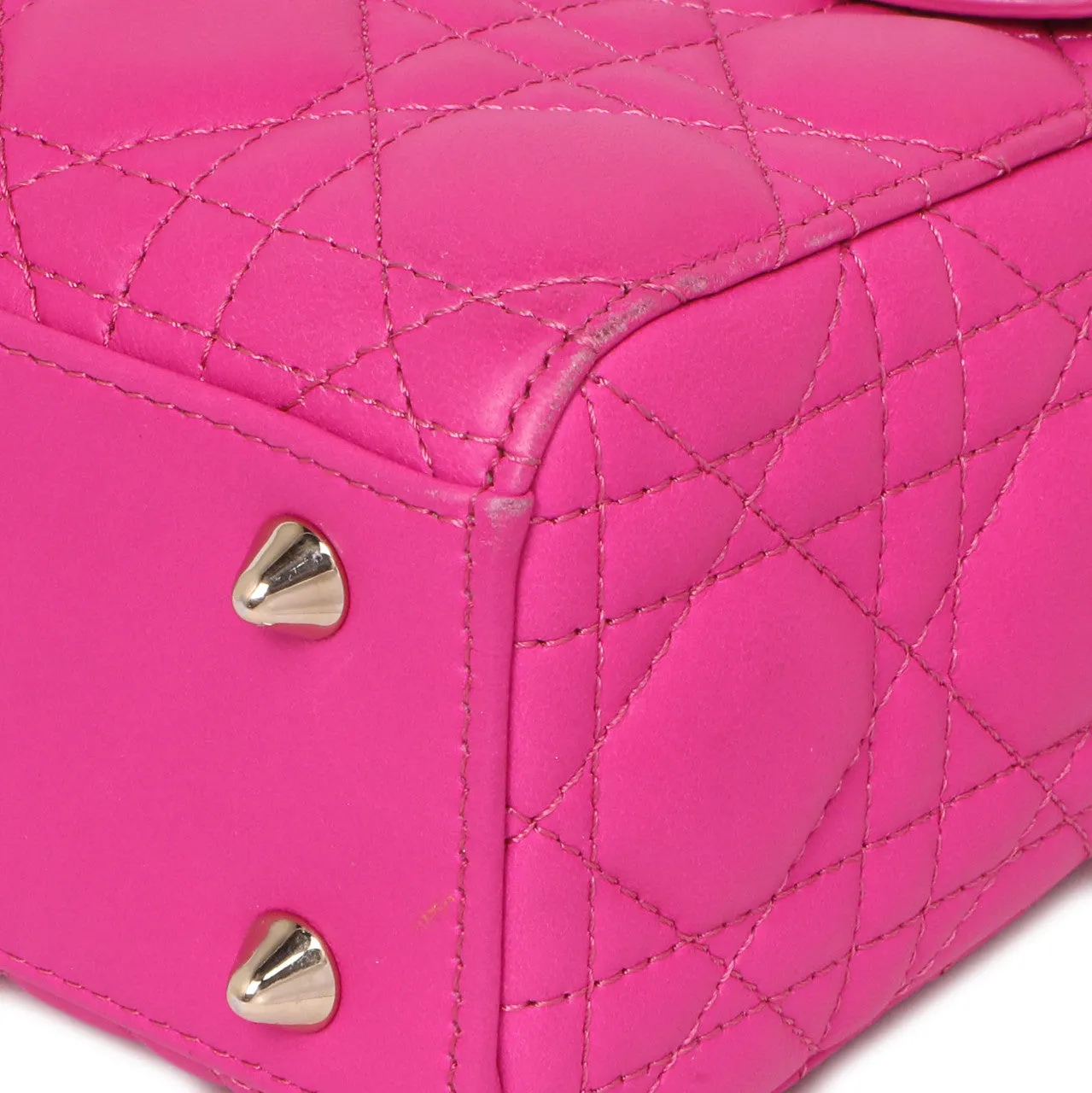 Christian Dior Magenta Lambskin Cannage Small My ABCDior Lady Dior