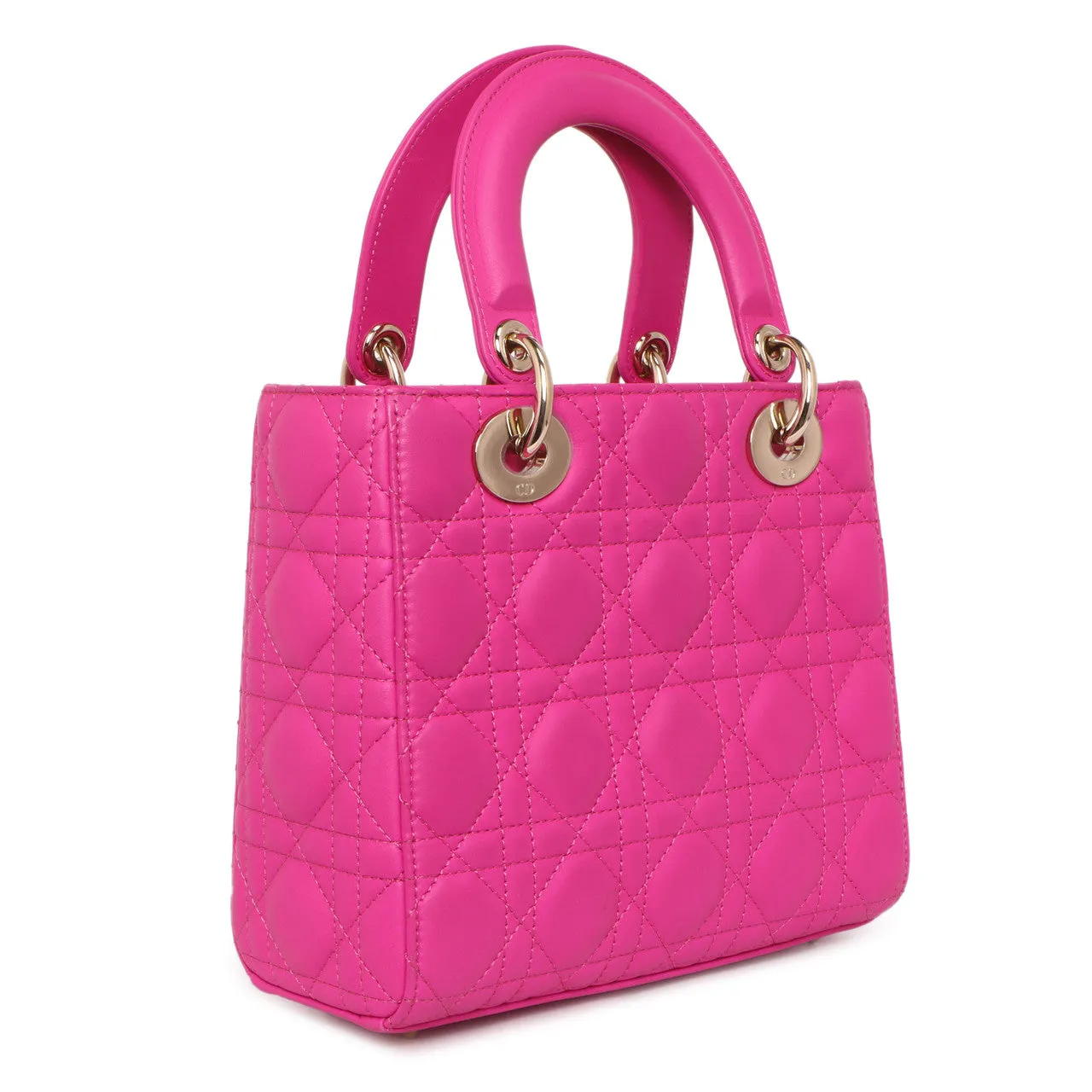 Christian Dior Magenta Lambskin Cannage Small My ABCDior Lady Dior
