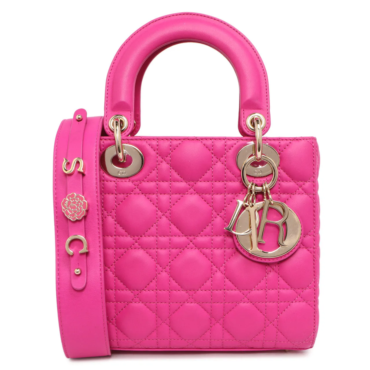 Christian Dior Magenta Lambskin Cannage Small My ABCDior Lady Dior