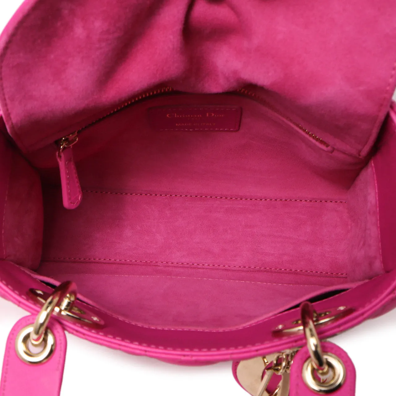 Christian Dior Magenta Lambskin Cannage Small My ABCDior Lady Dior