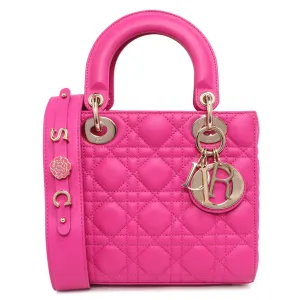 Christian Dior Magenta Lambskin Cannage Small My ABCDior Lady Dior