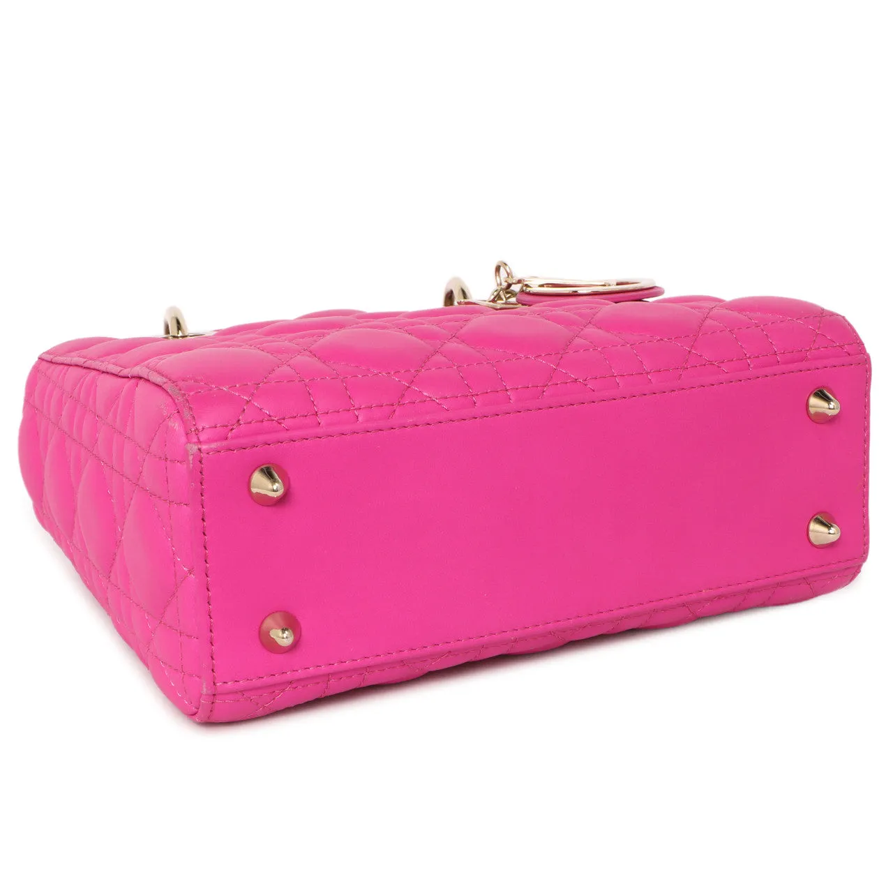 Christian Dior Magenta Lambskin Cannage Small My ABCDior Lady Dior