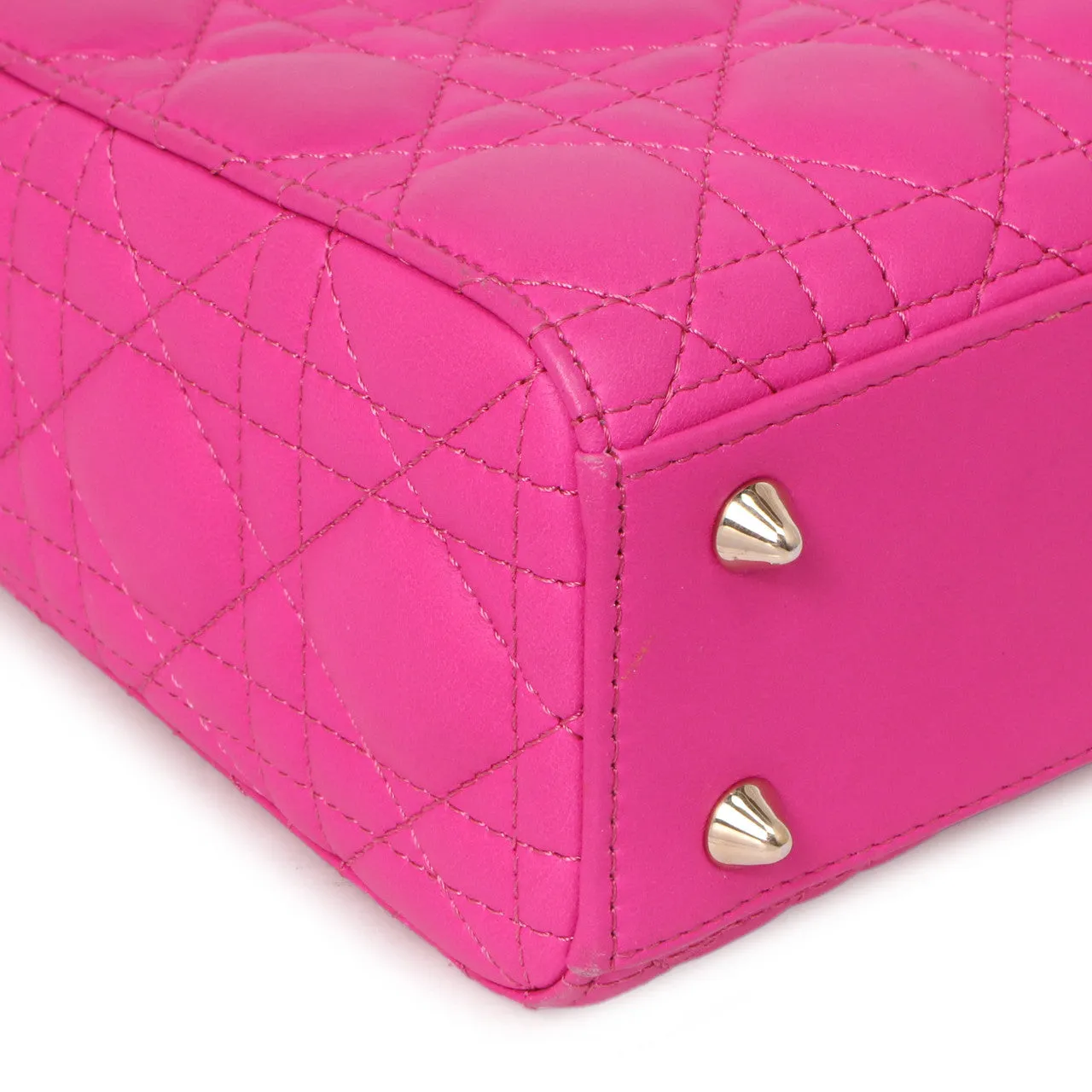 Christian Dior Magenta Lambskin Cannage Small My ABCDior Lady Dior