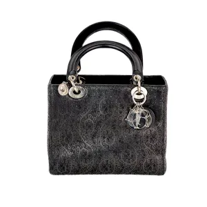 Christian Dior Medium Lady Laced Black Leather Limited Edition Shoulder Bag