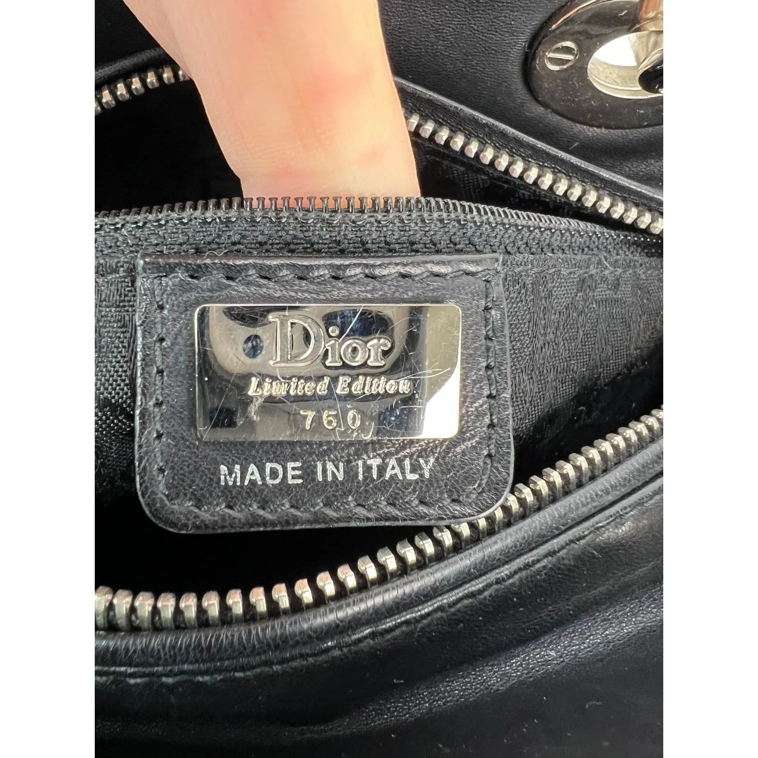 Christian Dior Medium Lady Laced Black Leather Limited Edition Shoulder Bag