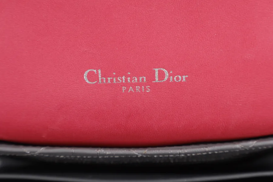 CHRISTIAN DIOR MISS DIOR FLAP CANNAGE BAG MEDIUM FUCHSIA LAMBSKIN SILVER HARDWARE NO DUST COVER