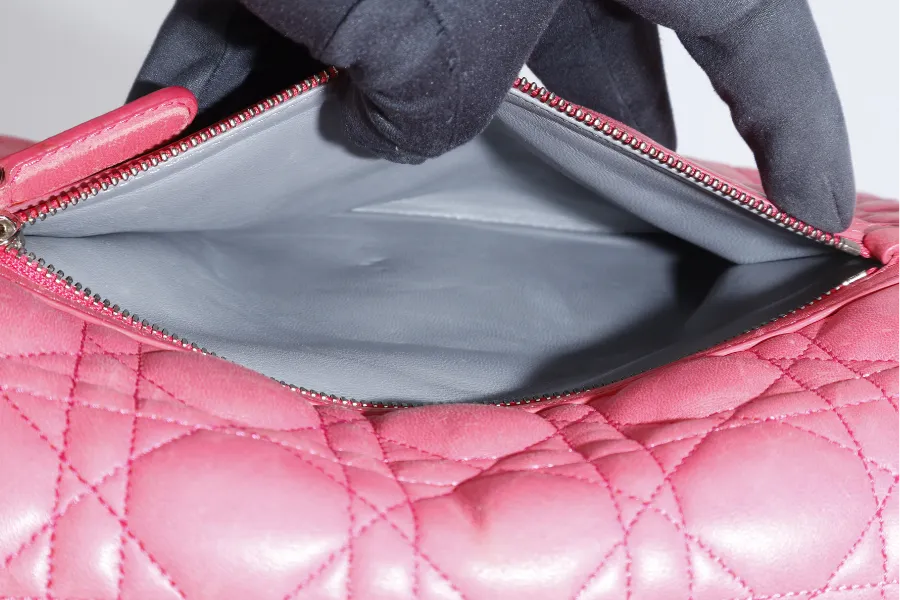 CHRISTIAN DIOR MISS DIOR FLAP CANNAGE BAG MEDIUM FUCHSIA LAMBSKIN SILVER HARDWARE NO DUST COVER