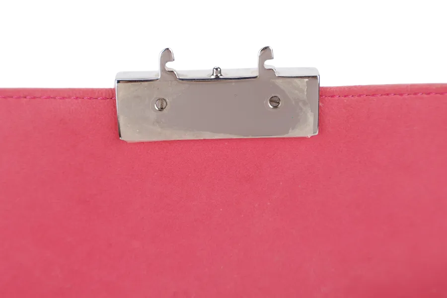 CHRISTIAN DIOR MISS DIOR FLAP CANNAGE BAG MEDIUM FUCHSIA LAMBSKIN SILVER HARDWARE NO DUST COVER