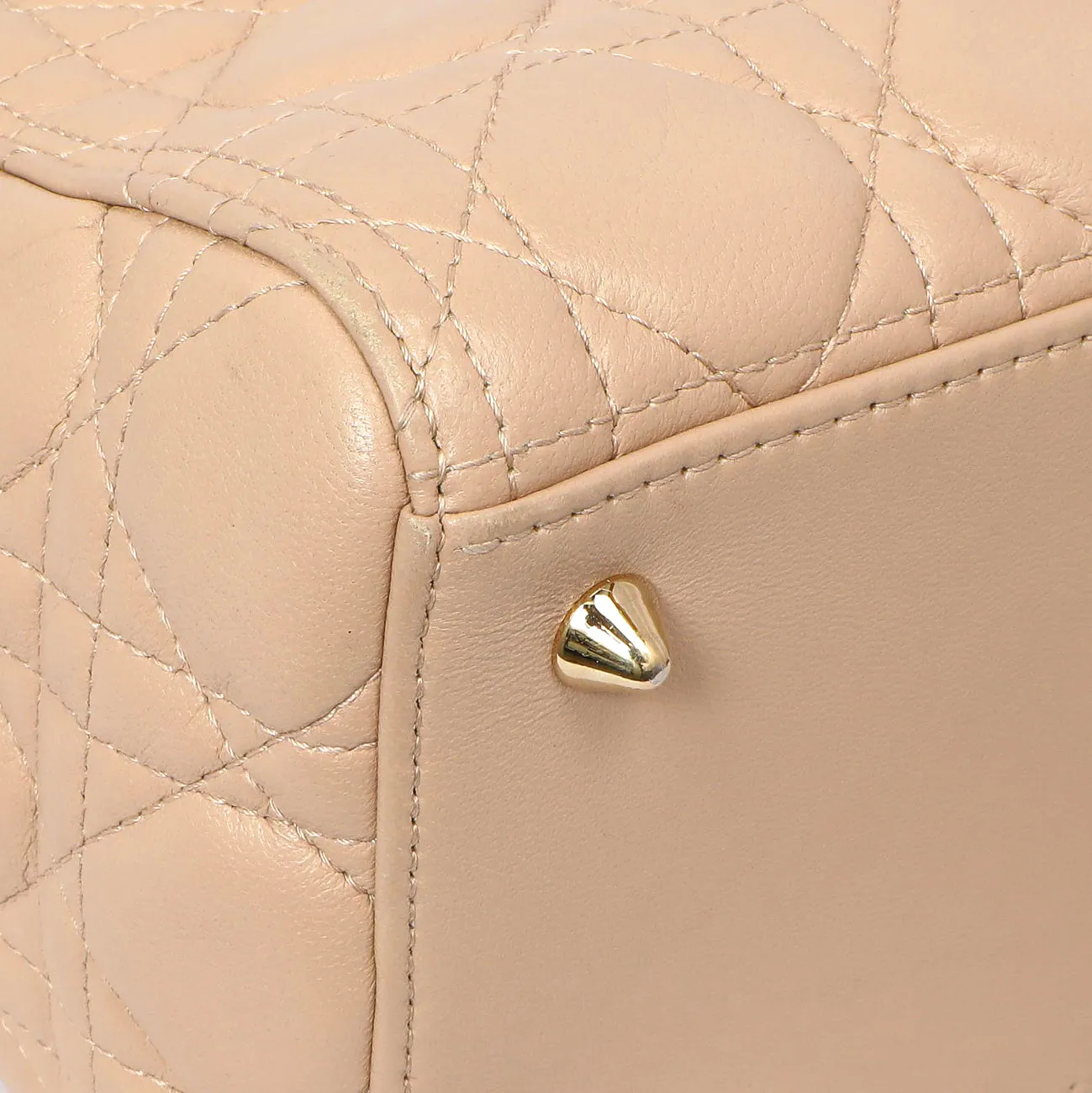 Christian Dior Nude Lambskin Cannage Medium Lady Dior