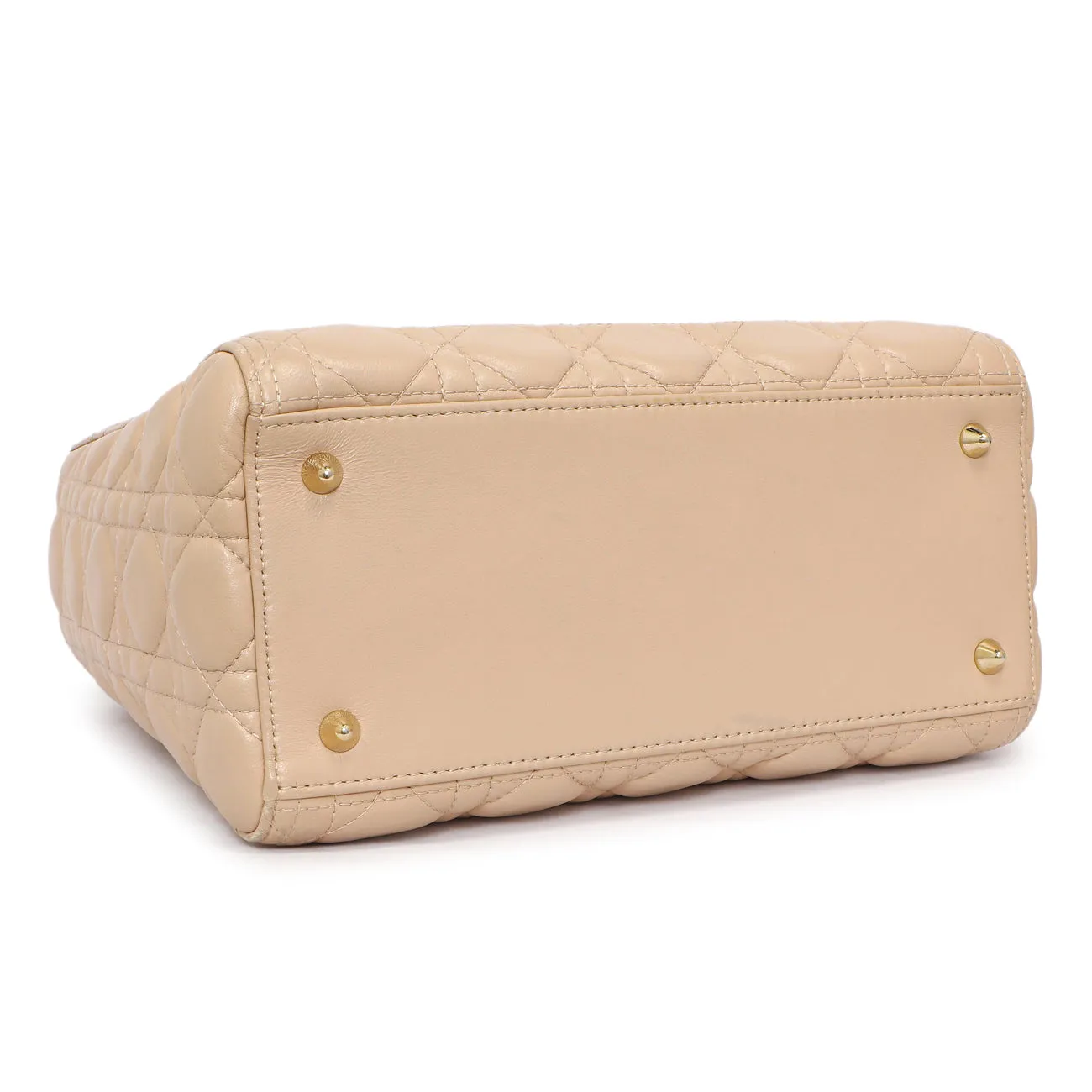 Christian Dior Nude Lambskin Cannage Medium Lady Dior