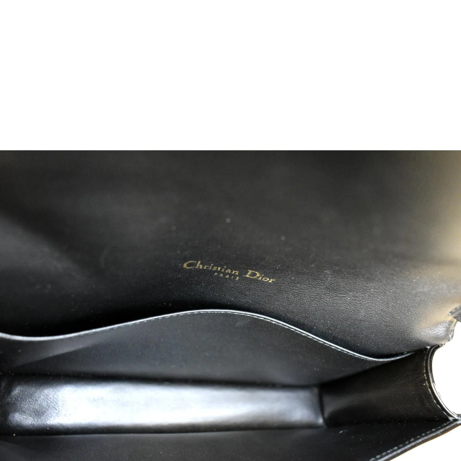 CHRISTIAN DIOR The Lady Dior Leather Chain Pouch Bag Black