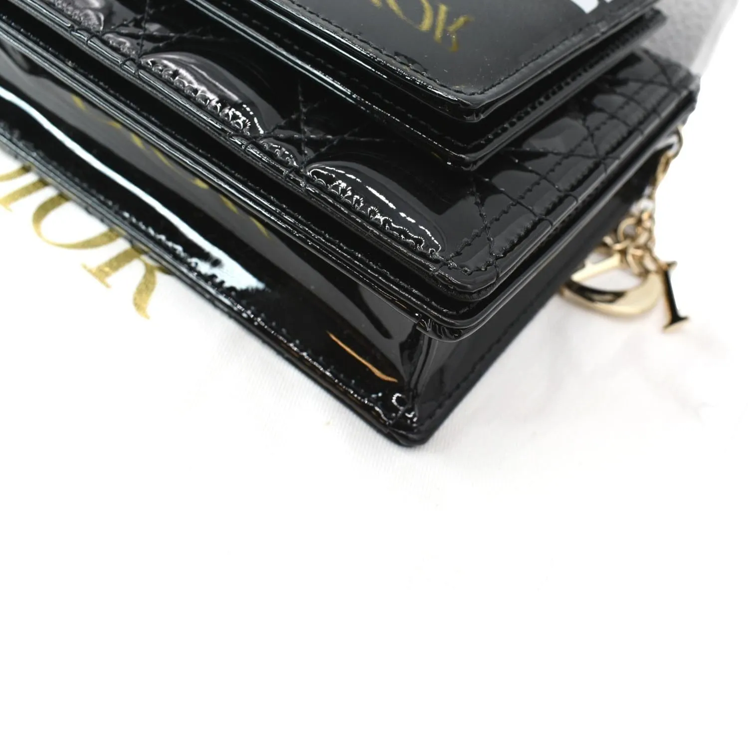 CHRISTIAN DIOR The Lady Dior Leather Chain Pouch Bag Black
