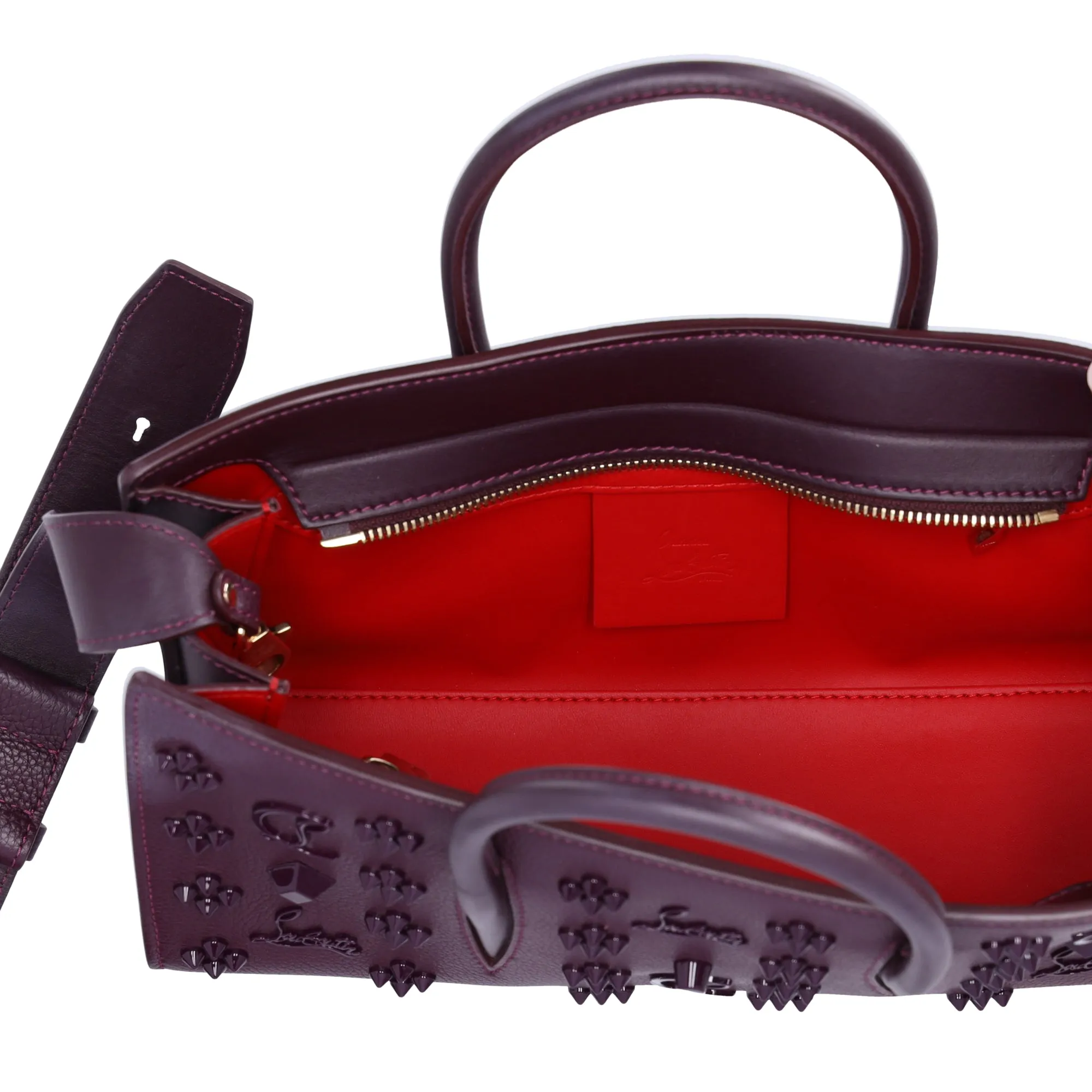 Christian Louboutin Paloma S Baguette Handbag Burgundy Leather