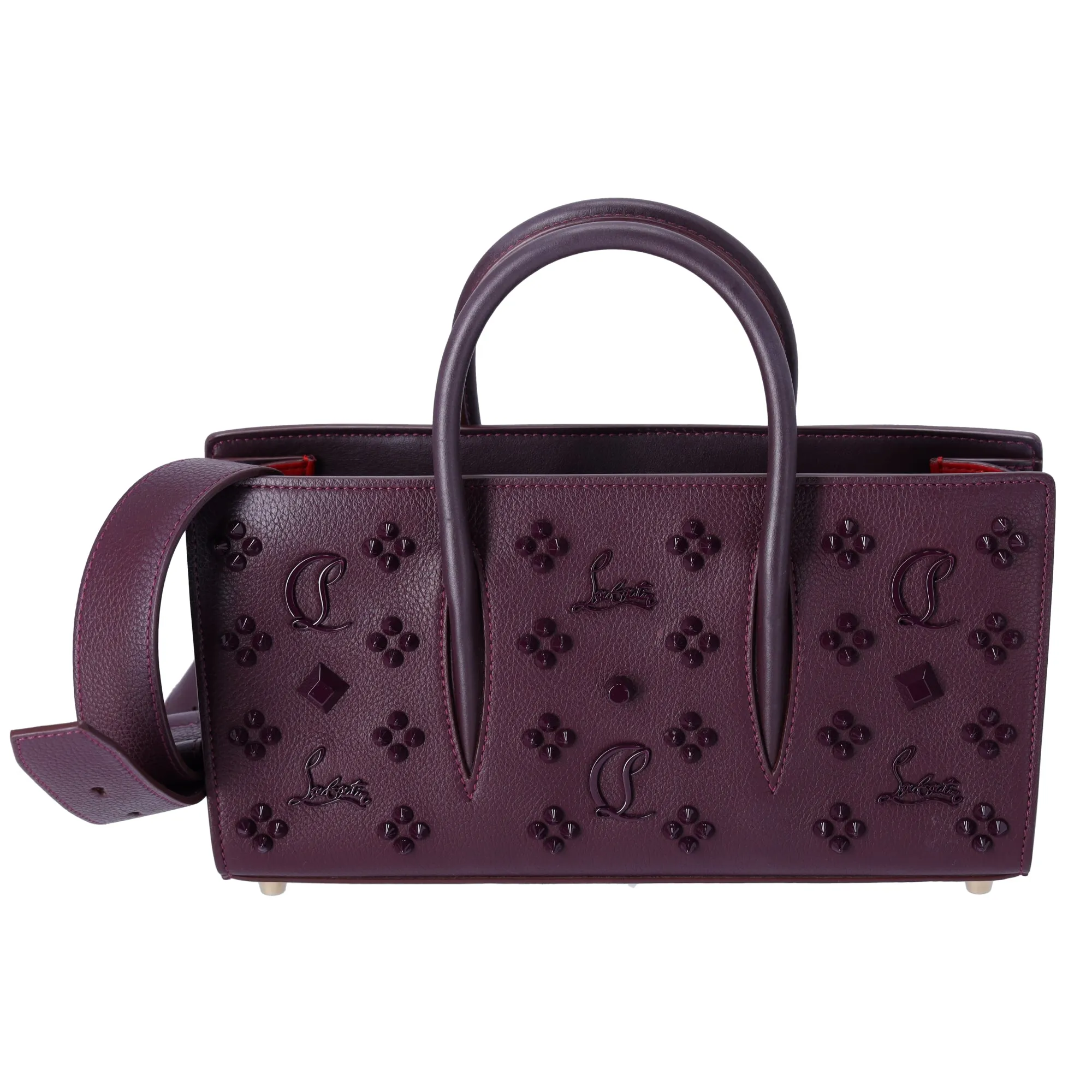 Christian Louboutin Paloma S Baguette Handbag Burgundy Leather