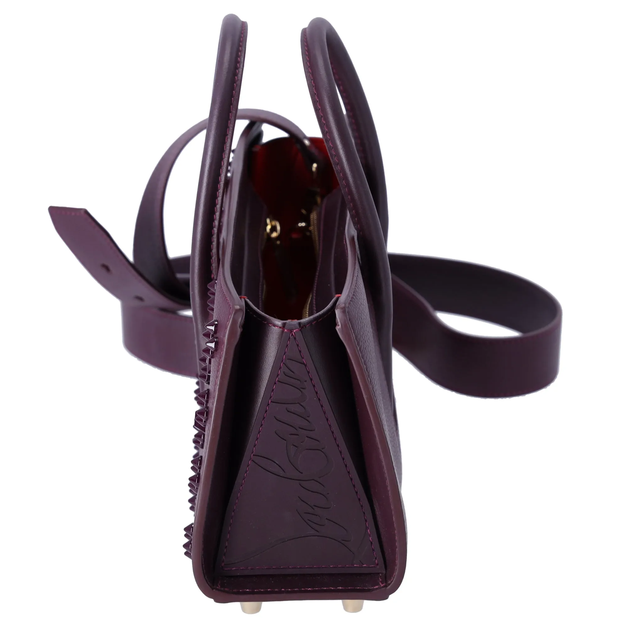 Christian Louboutin Paloma S Baguette Handbag Burgundy Leather