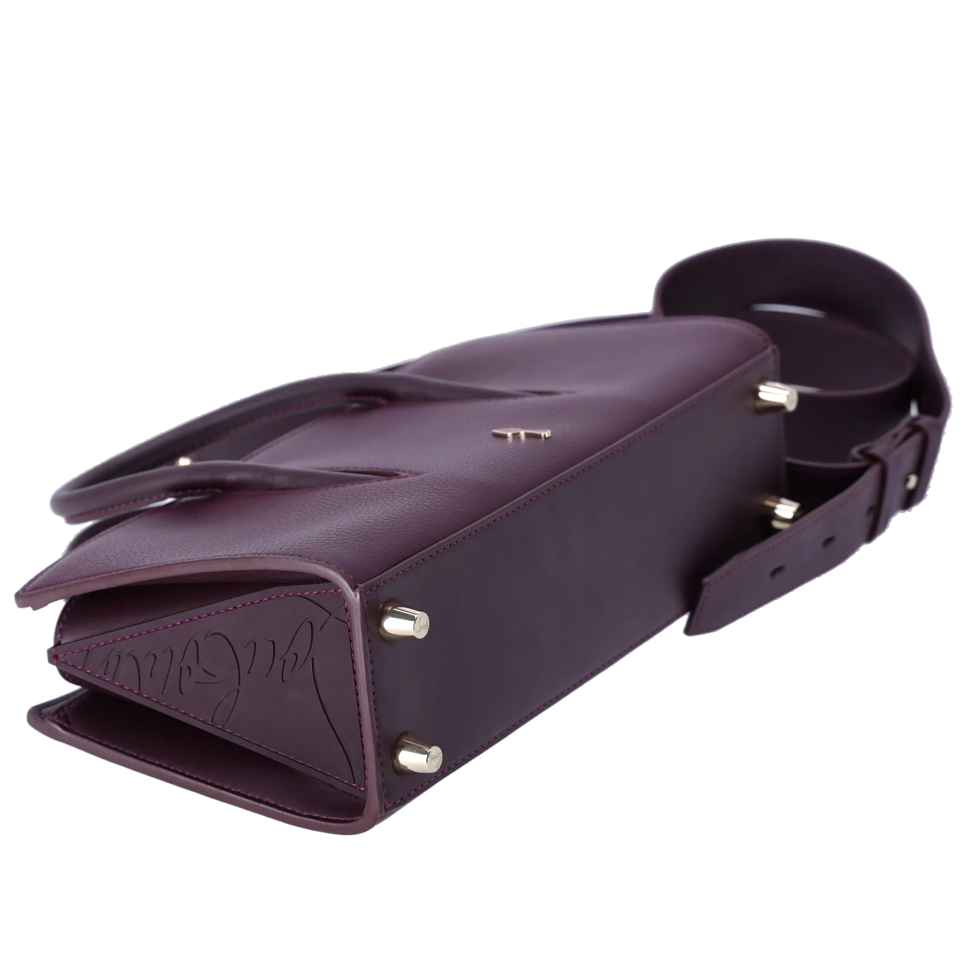 Christian Louboutin Paloma S Baguette Handbag Burgundy Leather