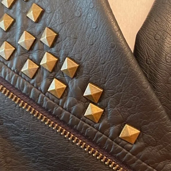 Christina Boy Meets GirlBlack Veganleather Zipper Sleeveless Vest Size Small