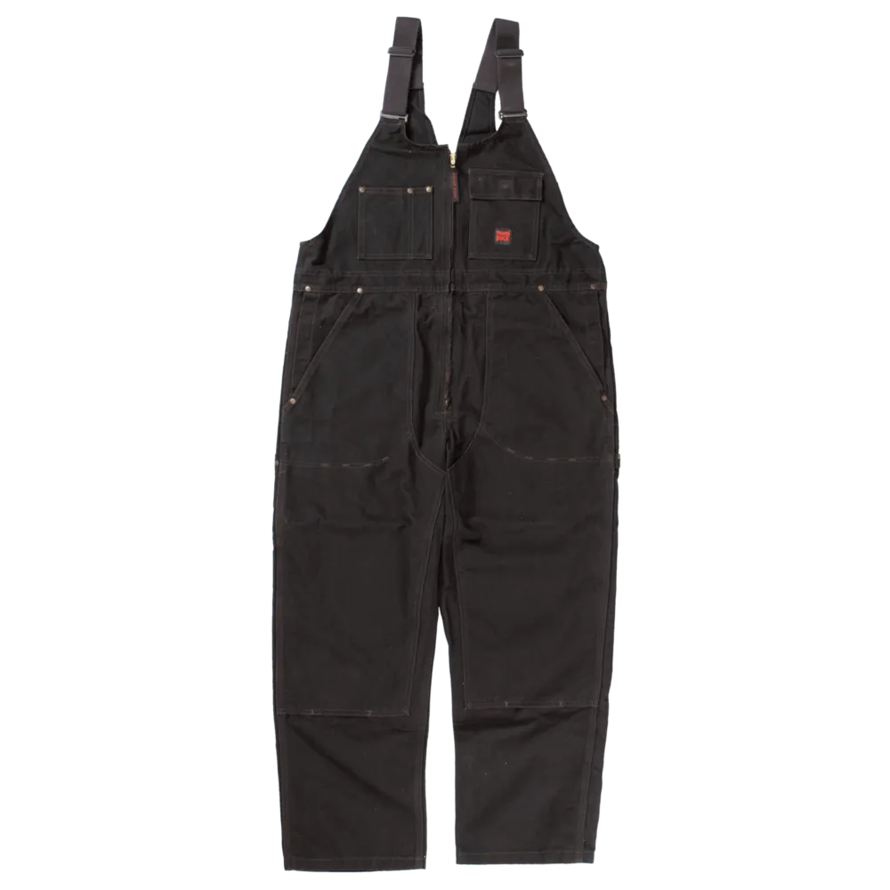 CL763716-L-Drk Brn Tough Duck Bib Overall w/Zip Unlined
