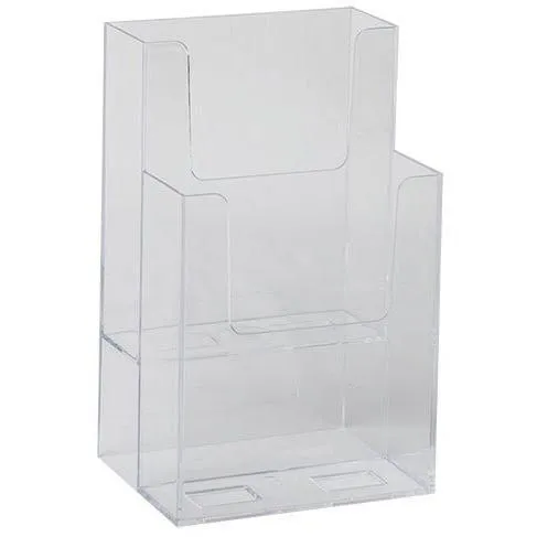Clear Acrylic 2-Tier 4" x 9" Tri-Fold Brochure Holder