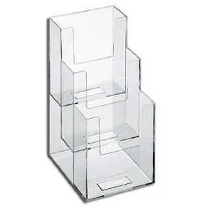 Clear Acrylic 3-Tier 4" x 9" Tri-Fold Brochure Holder