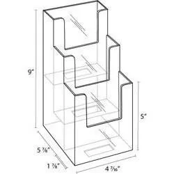 Clear Acrylic 3-Tier 4" x 9" Tri-Fold Brochure Holder