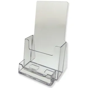 Clear Acrylic 4" x 9" Tri-Fold Brochure Holder with Business Card Holder