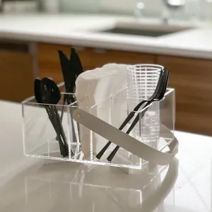 Clear Utensil Caddy with Cream Handle