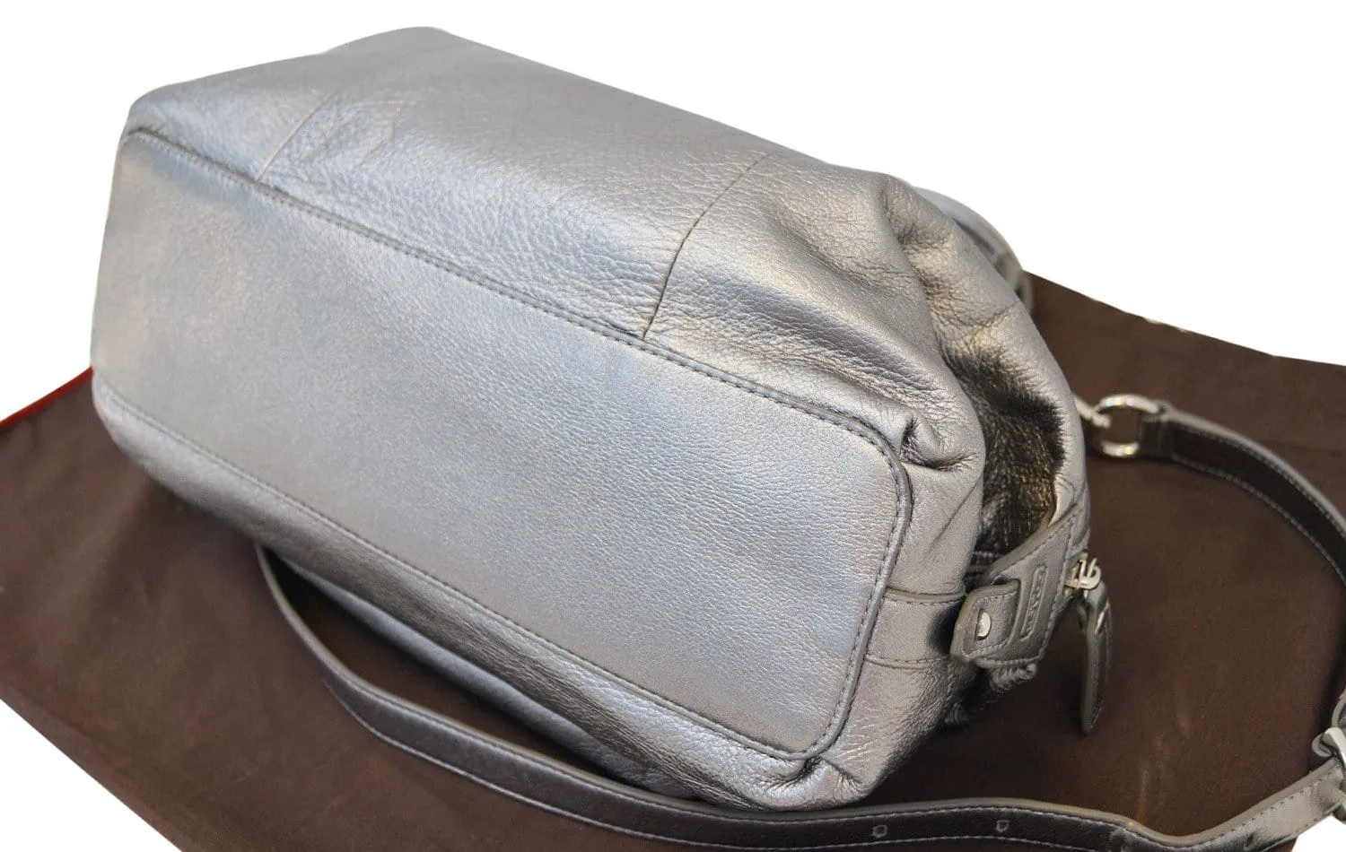 COACH Kristen Gunmetal Metallic Dome Shoulder Handbag