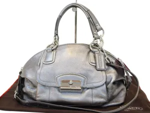 COACH Kristen Gunmetal Metallic Dome Shoulder Handbag
