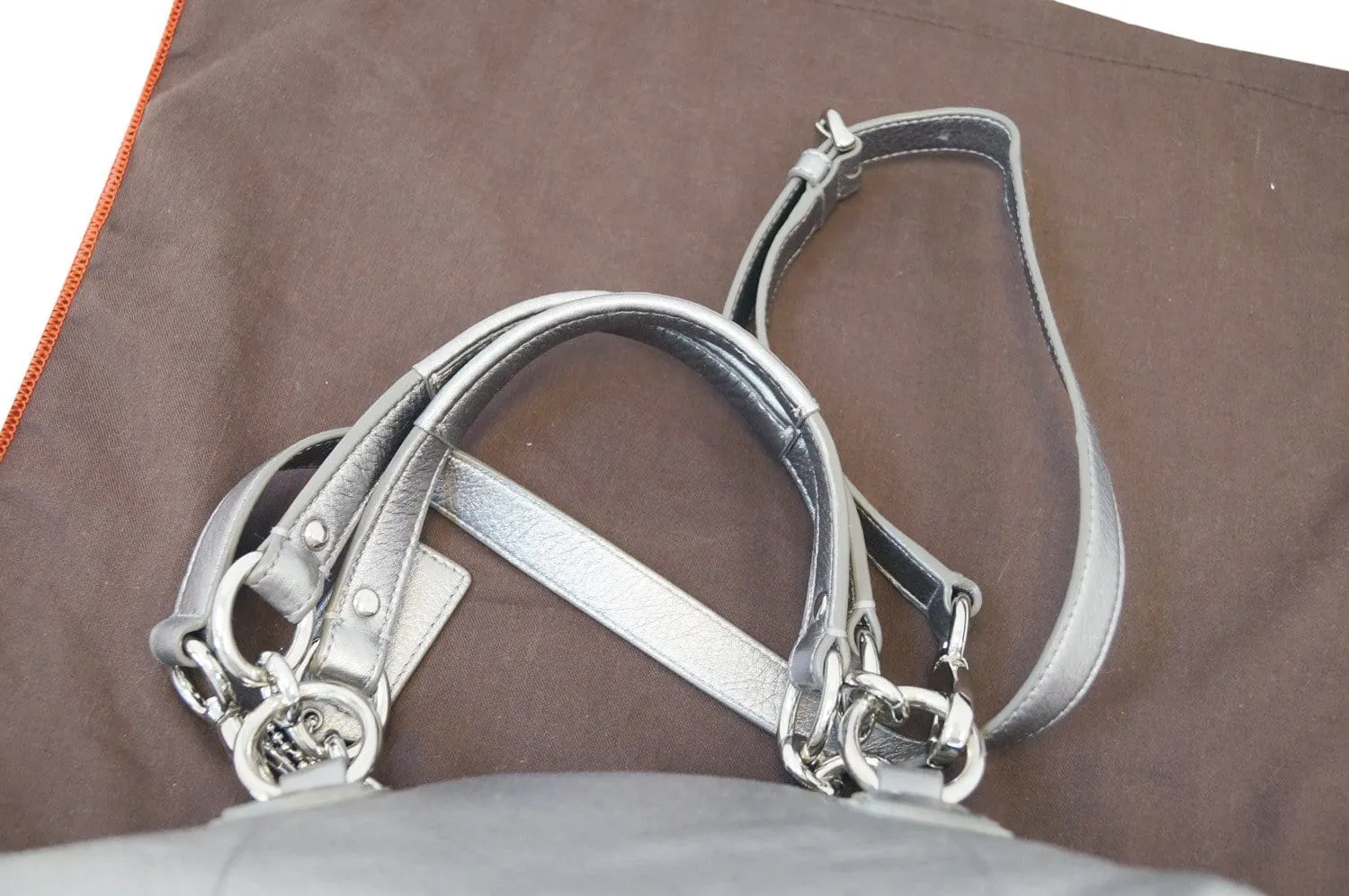 COACH Kristen Gunmetal Metallic Dome Shoulder Handbag