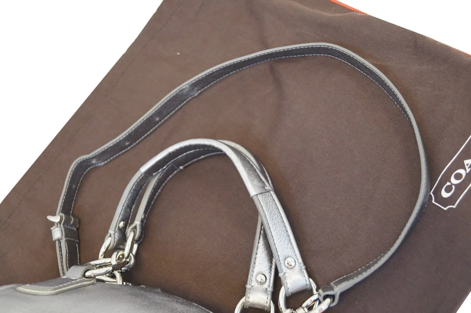 COACH Kristen Gunmetal Metallic Dome Shoulder Handbag
