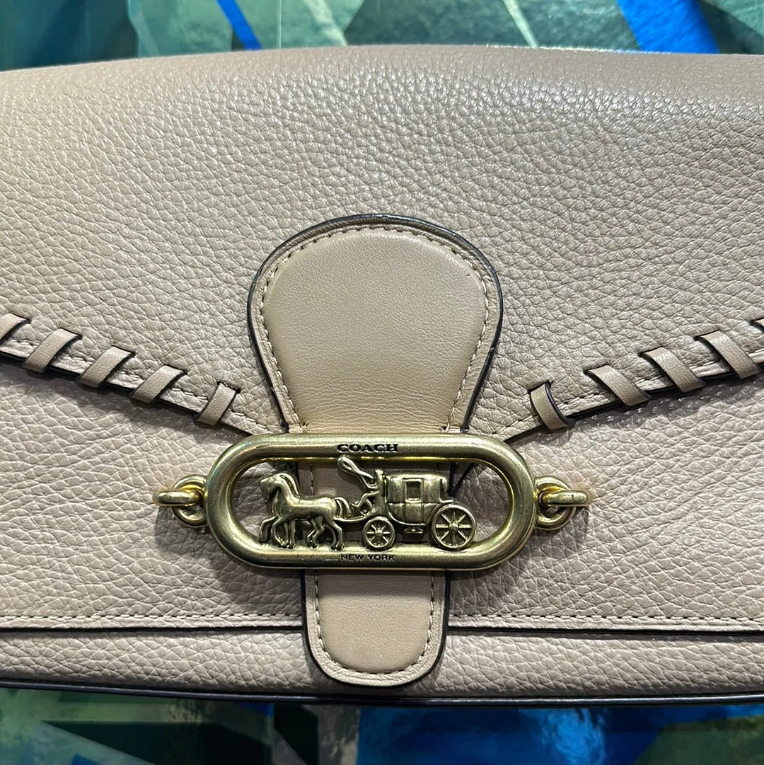 Coach Putty Color Baguette Shoulder Bag with Gold 'Coach Buggy' Hardware