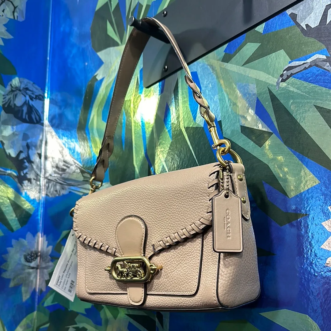 Coach Putty Color Baguette Shoulder Bag with Gold 'Coach Buggy' Hardware
