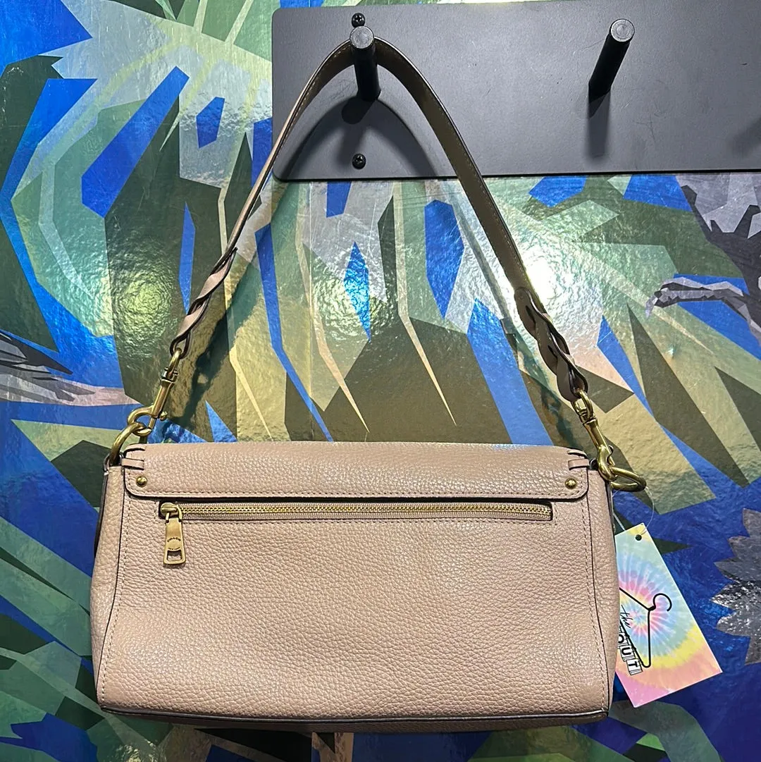 Coach Putty Color Baguette Shoulder Bag with Gold 'Coach Buggy' Hardware