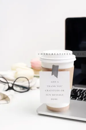 Coffee Cup with Note on Laptop, Styled Image