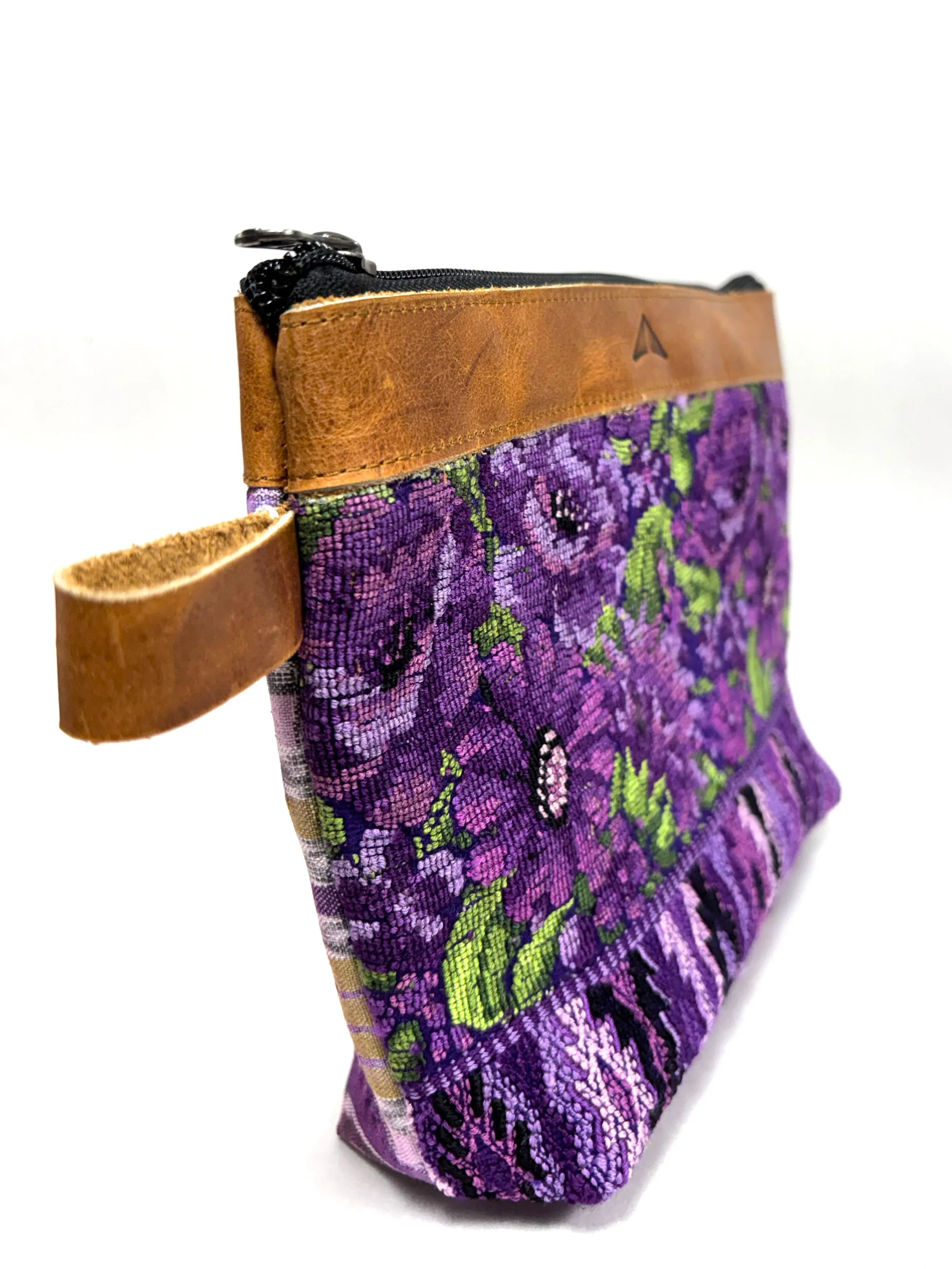 Cosmetic Bag with Leather Trim