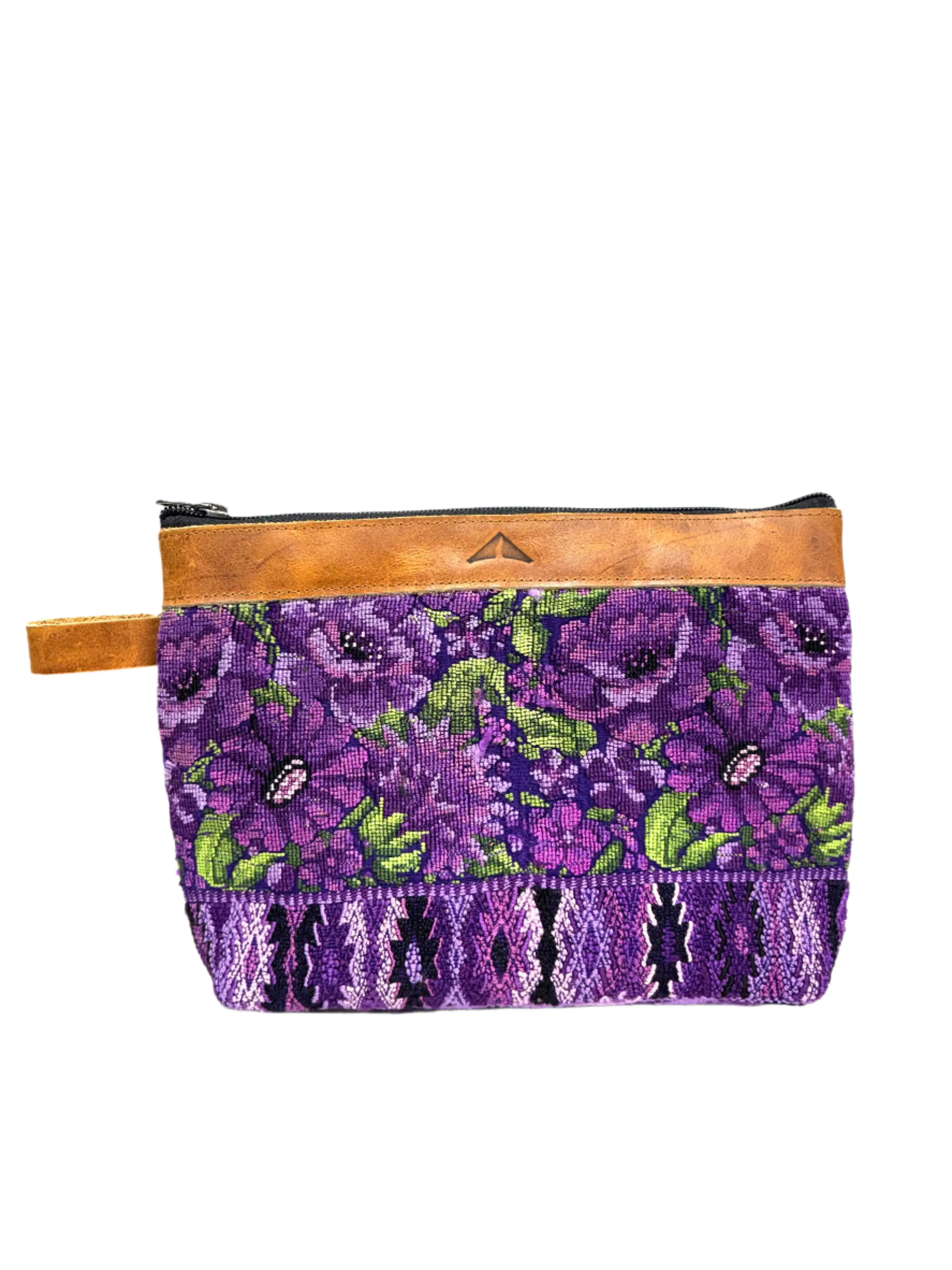 Cosmetic Bag with Leather Trim