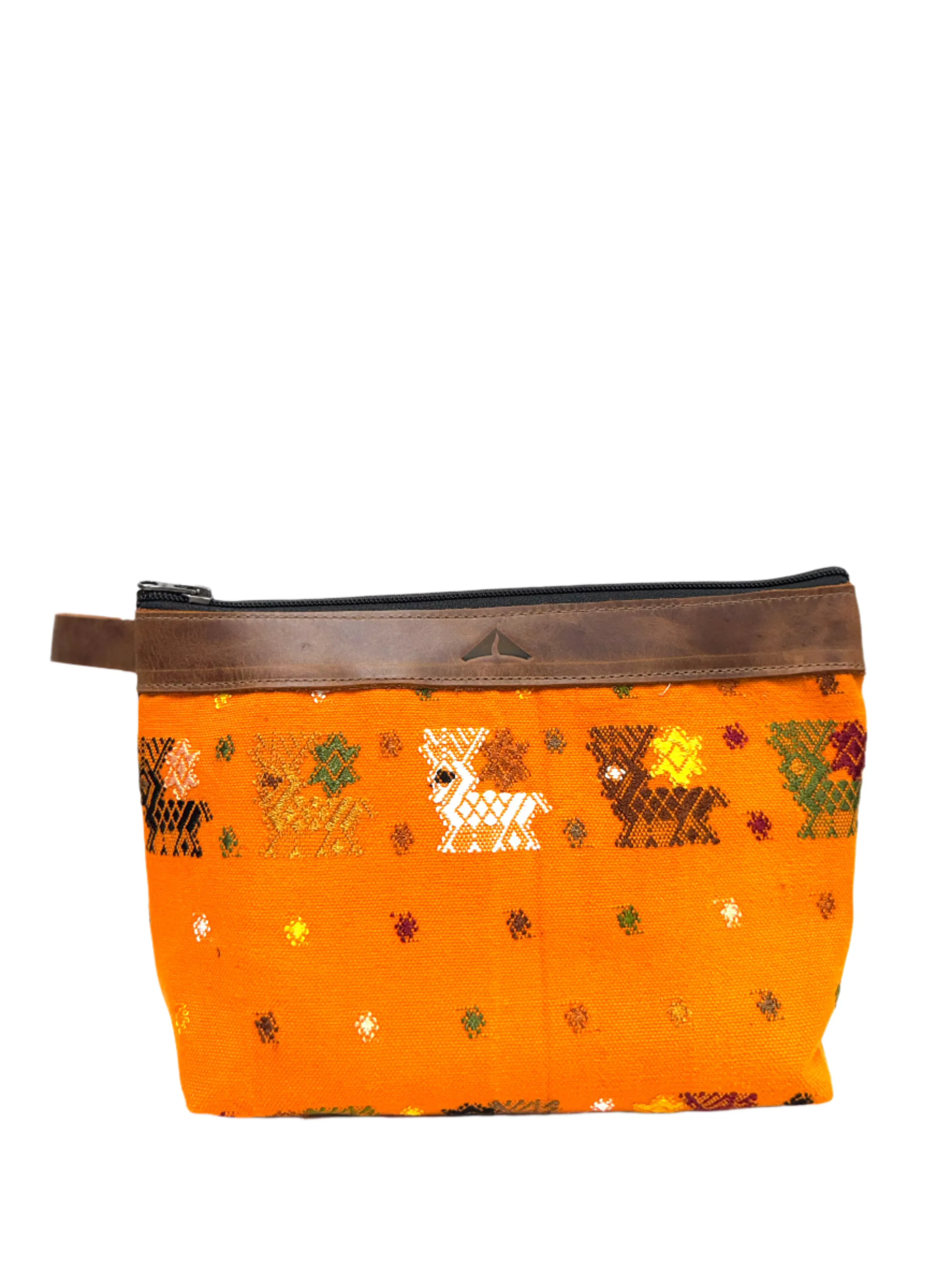 Cosmetic Bag with Leather Trim