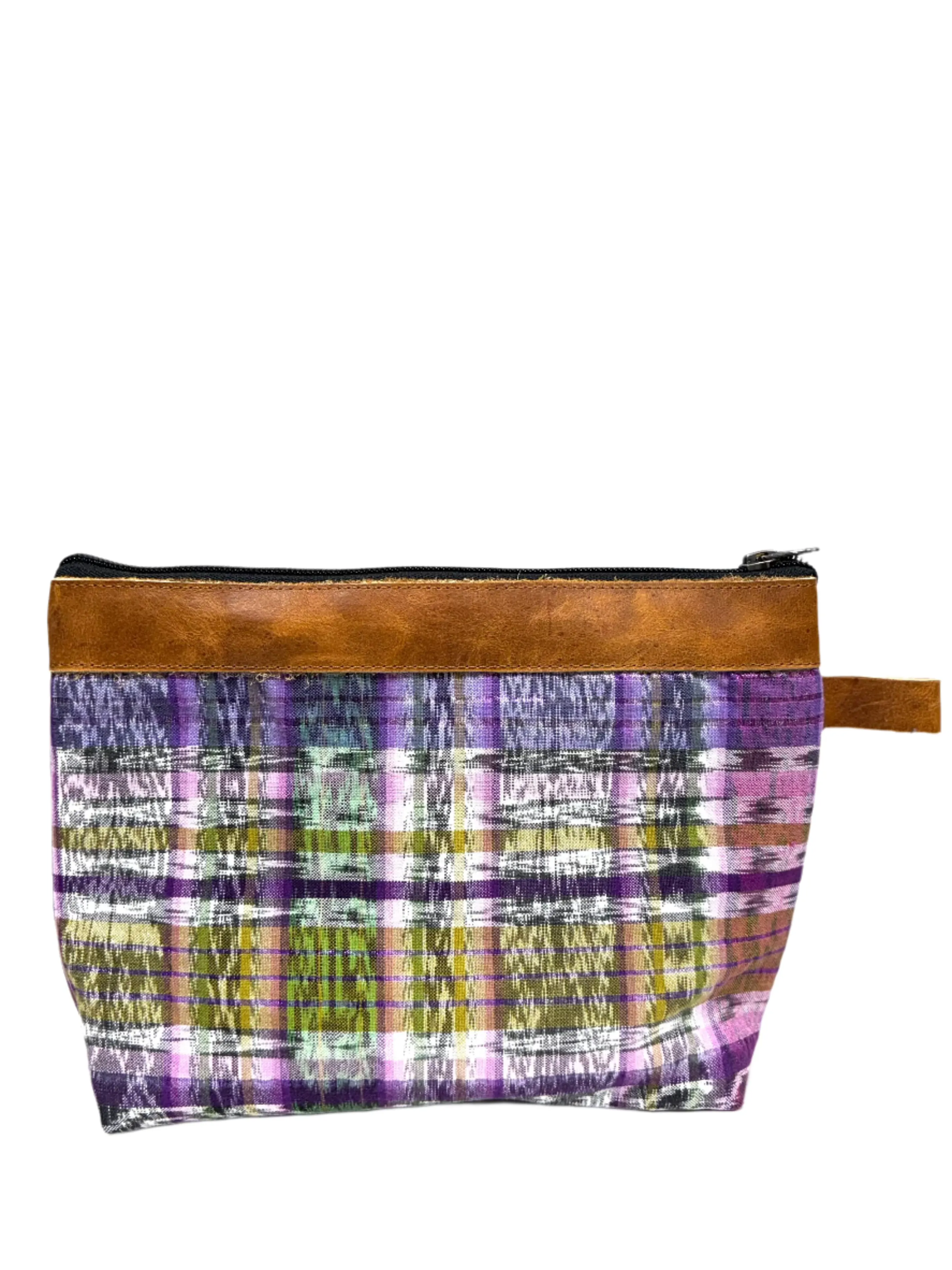 Cosmetic Bag with Leather Trim
